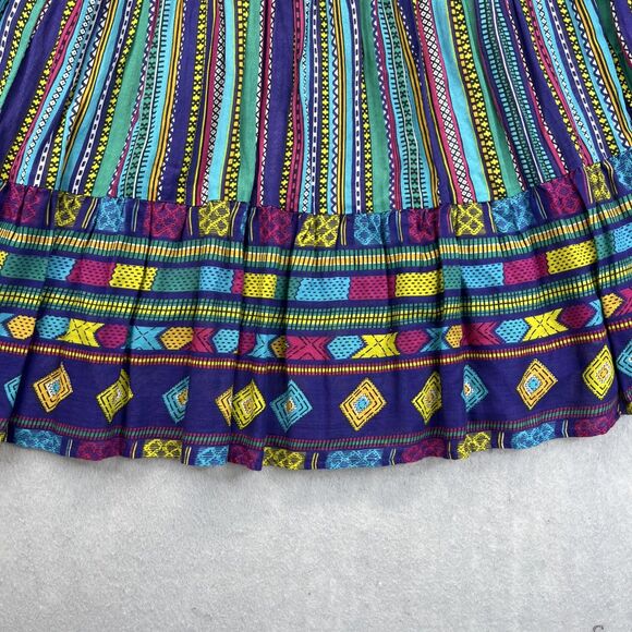 SK Wear Multicolor Pleated Maxi Skirt Boho Belt Size 8 Vintage 90s - Picture 4 of 9